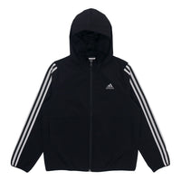 (WMNS) adidas Classic Stripe Woven Hooded Jacket Black GQ0596