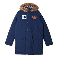 adidas originals Logo Casual Sports hooded down Jacket Navy Blue AC0506