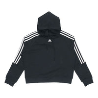 (WMNS) adidas Loose-Cut 3-Stripes Cropped Hoodie 'Black' GL1460