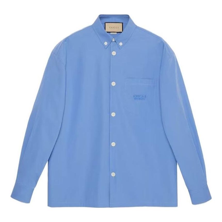 Gucci Cotton Shirt With Gucci Embroidery 'Blue' 770291-ZAPC5-4544