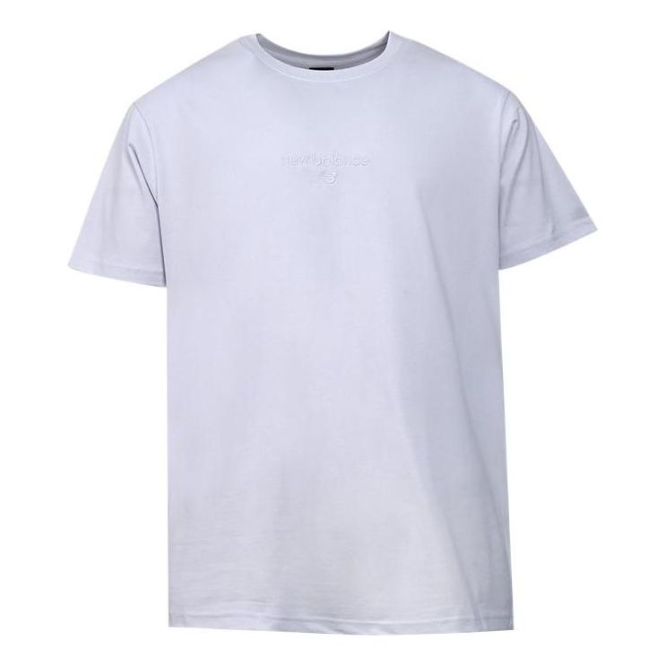 New Balance Logo Embroidered Knit Sports Round Neck Short Sleeve Couple Style Purple AMT21548-LIA