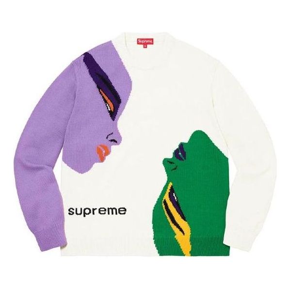 Supreme Faces Sweater 'White Purple Green' SUP-FW21-216