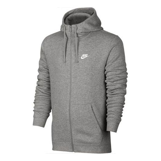 Nike Logo Embroidered Fleece Lined Hooded Jacket Gray 804389-063