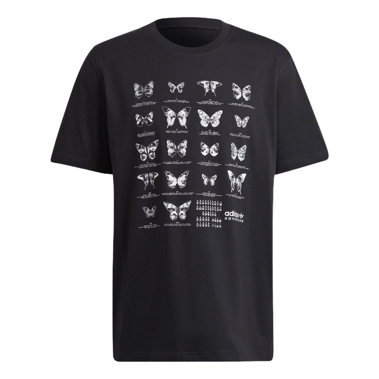 Men's adidas originals Butterfly Printing Casual Sports Loose Short Sleeve Black T-Shirt HF4802