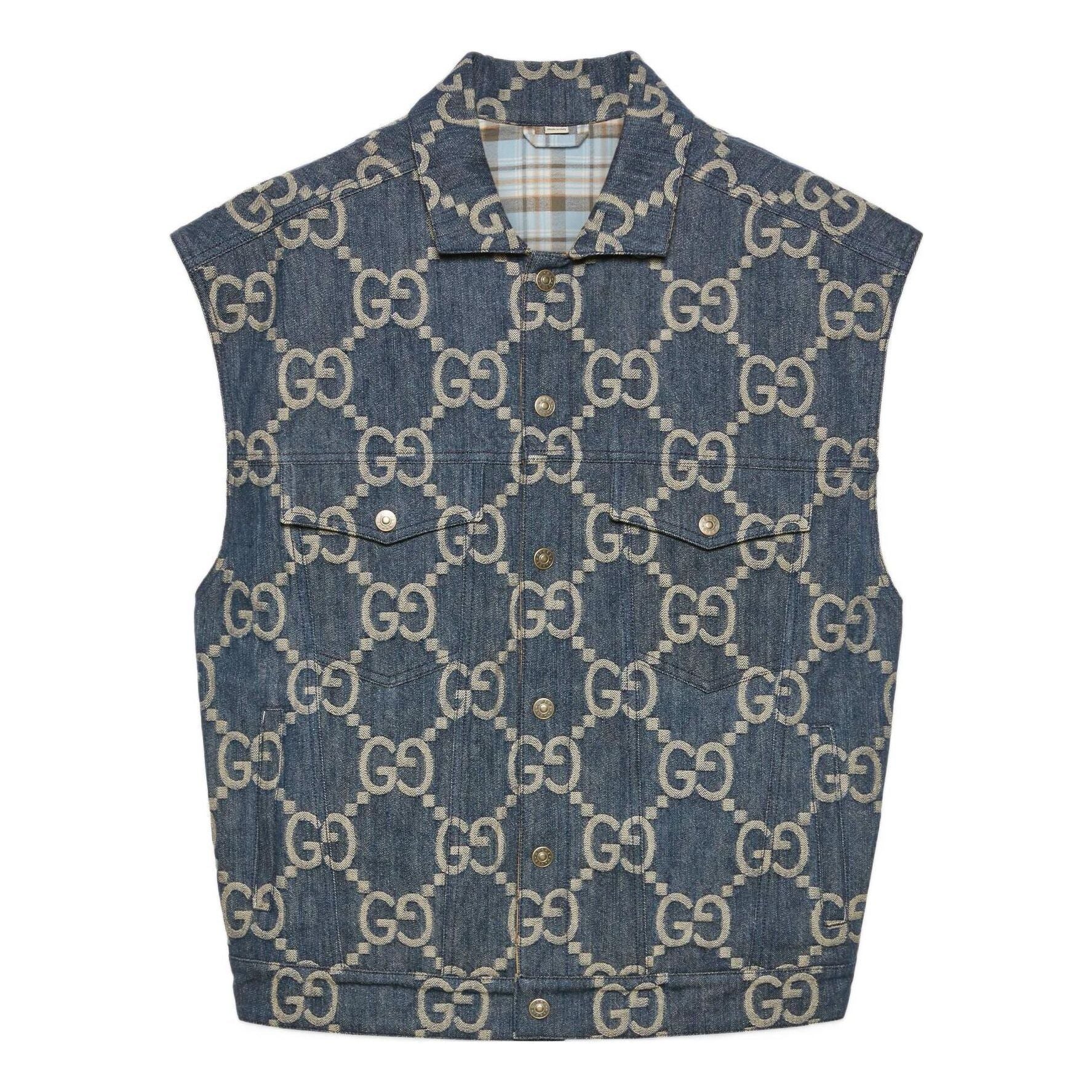 Gucci Jumbo GG Denim Vest 'Blue Ivory' 674339-XDBTY-4492
