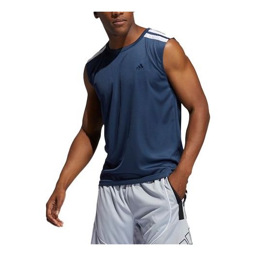 adidas Casual Round Neck Pullover Alphabet Printing Basketball Sports Vest Navy Blue / White GT3015
