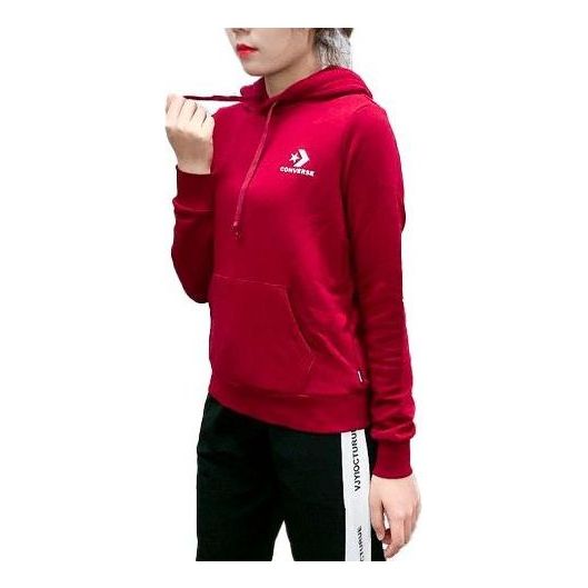 (WMNS) Converse Star Chevron Embroidered Pullover Hoodie 'Red' 10008923-A10