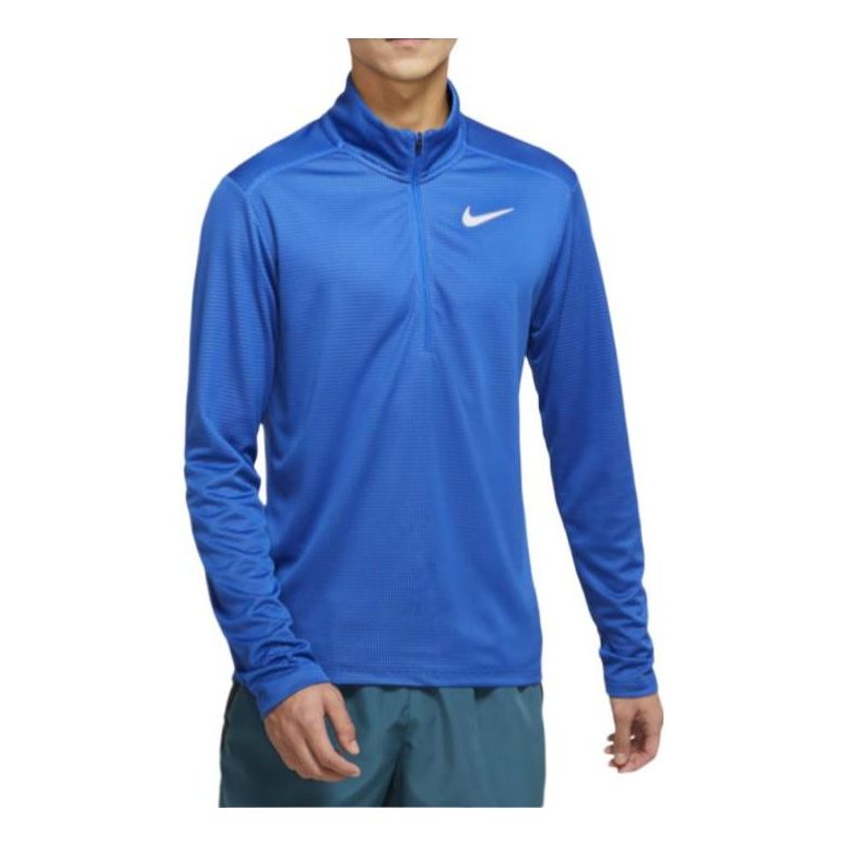 Nike Half Zip Long Sleeves Training Tee 'Blue Black' BV4756-453