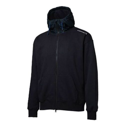 Men's Converse Mixed Media FZ Hoodie Casual Sports hooded Cardigan Jacket Black 10017907-A04