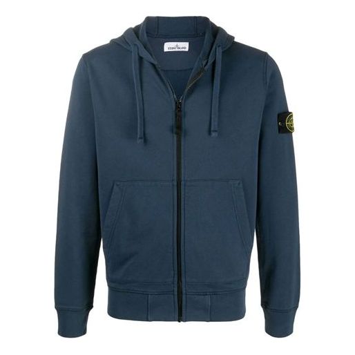 STONE ISLAND Garment Dyed Zip Hoody Jacket 'Dark Blue' 721564251-V0020
