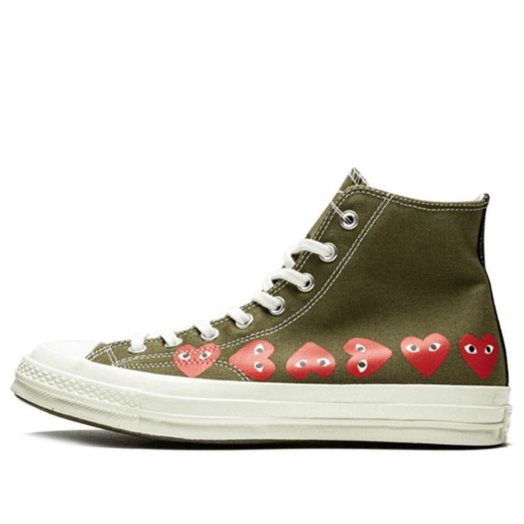 Converse x COMME des GARCONS PLAY Chuck 70 Hi Multi Heart 'Khaki' 162973C