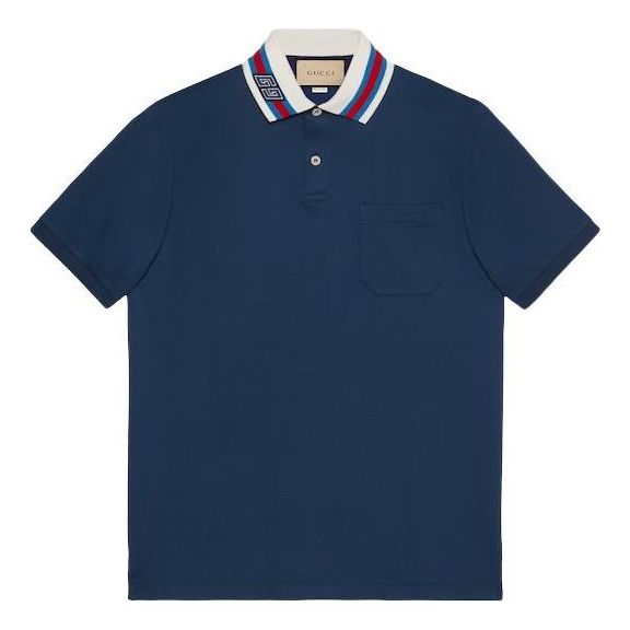 Gucci Cotton Piquet Polo Shirt With Square GG 'Blue' 768630-XJF45-4030