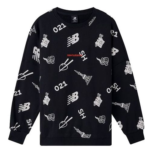 New Balance Unisex Printing Round-neck Sweatshirt Black AMT03371-BK