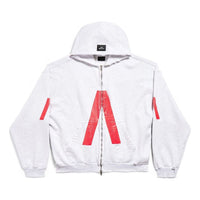 Balenciaga Music Archive Series Connected Zip Up Medium Fit Hoodie 'Light Grey Red' 744457TQVA61561