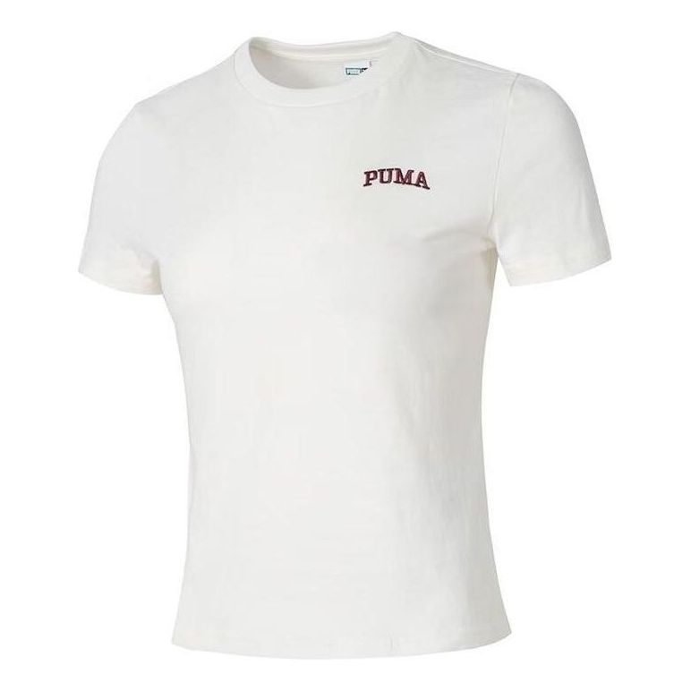 (WMNS) PUMA Wordmark Logo T-shirt Small Fit 'White' 630356-65