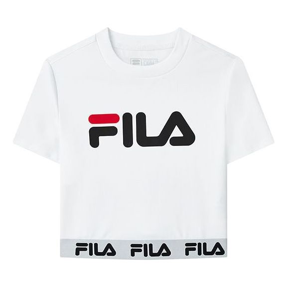 (WMNS) FILA Logo Print Short Sports Short Sleeve White F51W138105F-WT