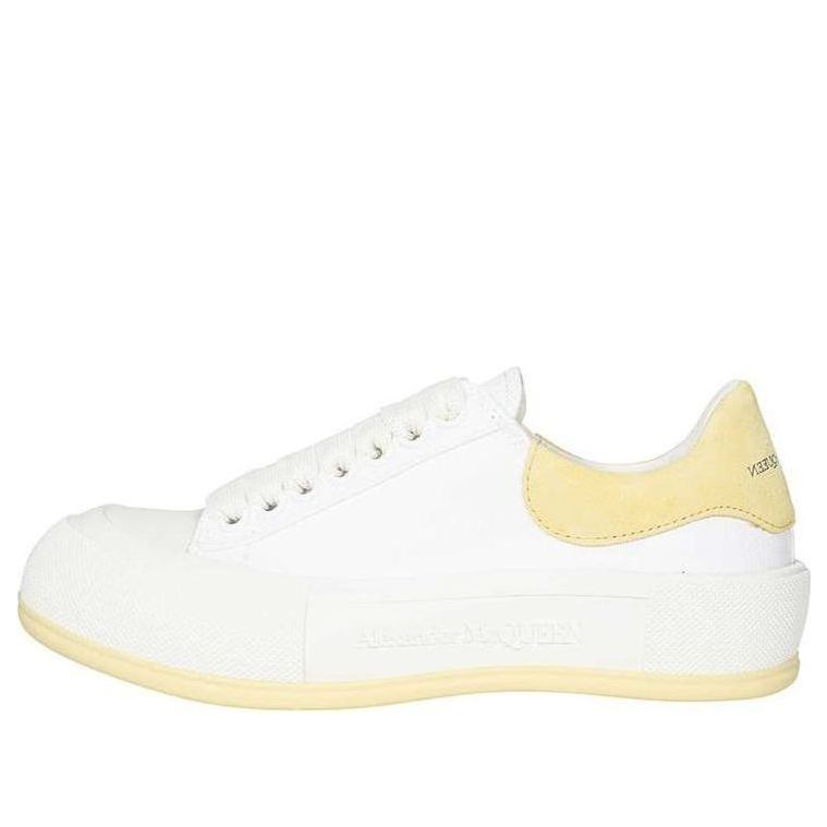 (WMNS) Alexander McQueen Deck Skate Plimsoll Lace Up 'White Yellow' 654593W4MV79781