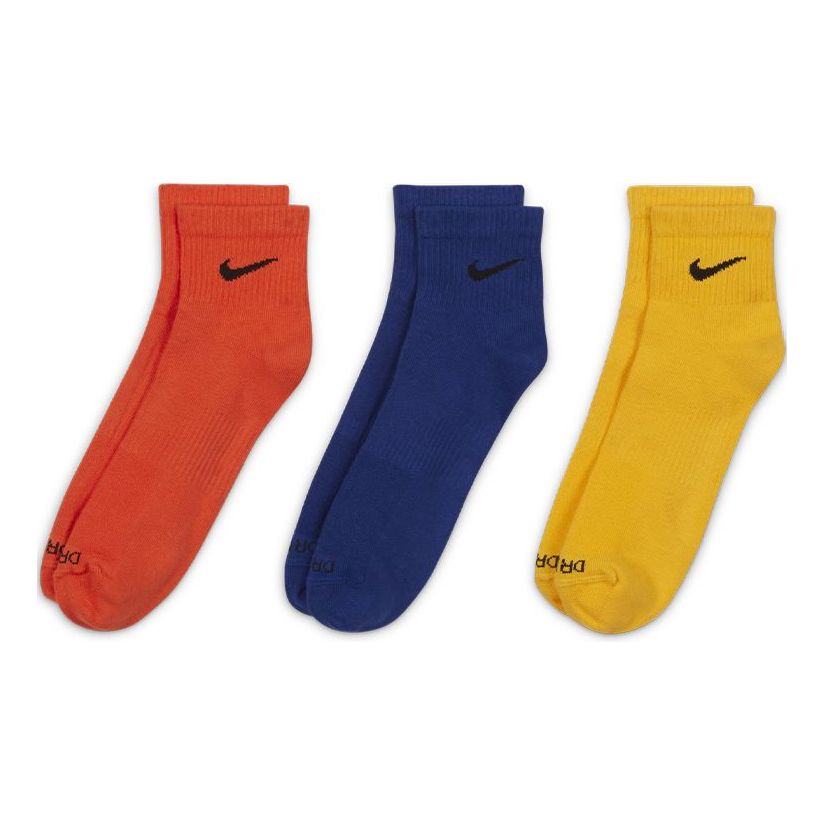 Nike Unisex Plus Lightweight Ankle Socks 3 Packs Orange/Blue/Yellow SX6893-910