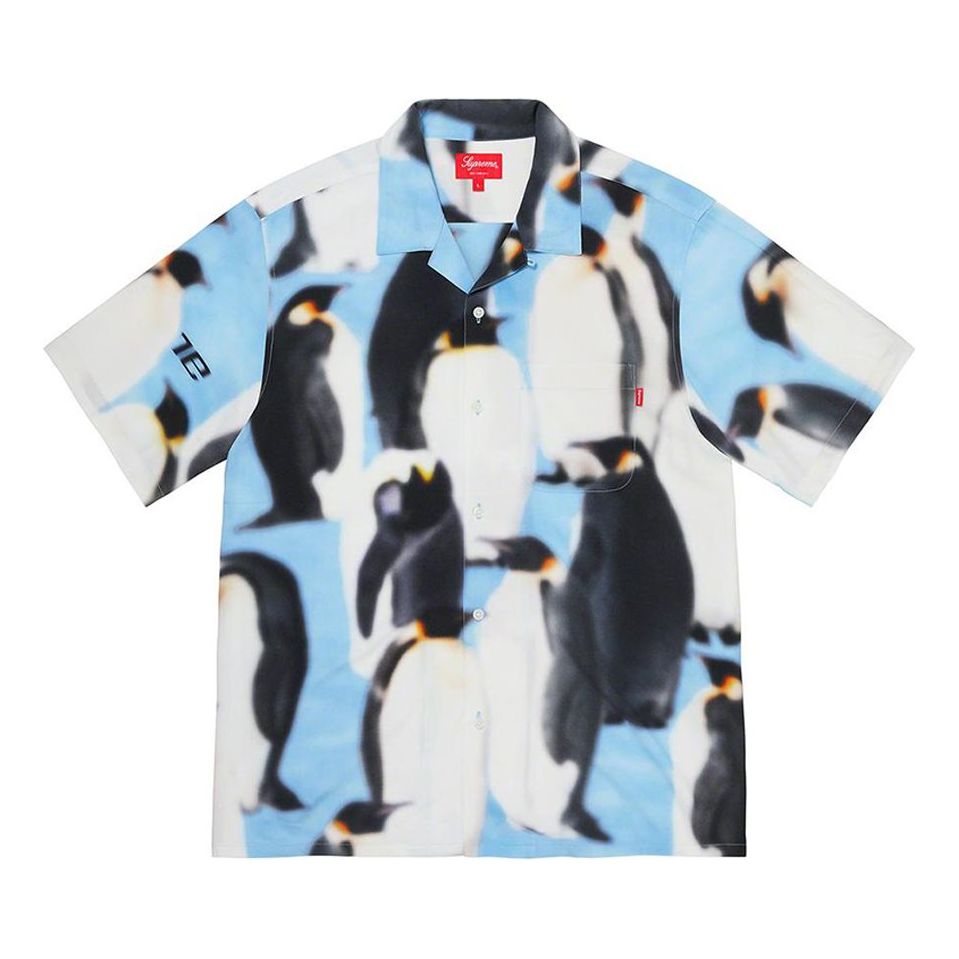 Supreme Penguins Rayon Shirt 'Blue White Black' SUP-FW20-087