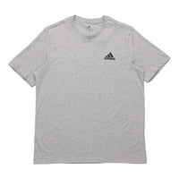adidas Essentials Embroidered Logo Sports Round Neck Short Sleeve Gray GK9641