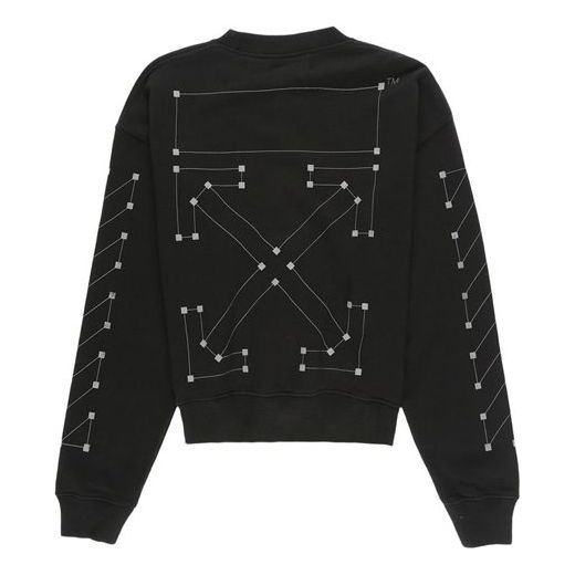 Men's Off-White Cotton Round Neck Pullover Black OMBA035E19E300011091