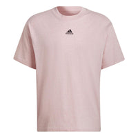 adidas Solid Color Logo Micro Mark Casual Short Sleeve Couple Style Pink H65778