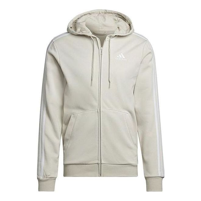 adidas Essentials Fleece 3-Stripes Full-Zip Jackets 'Beige' HL2260