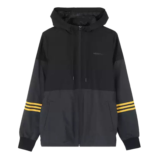 adidas neo Casual Sports Splicing hooded Windproof Jacket Black FK9947