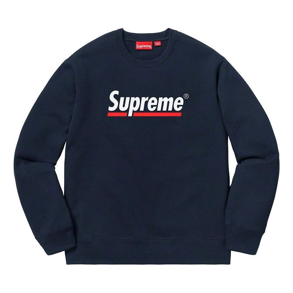 Supreme Underline Crewneck 'Navy White' SUP-SS20-353