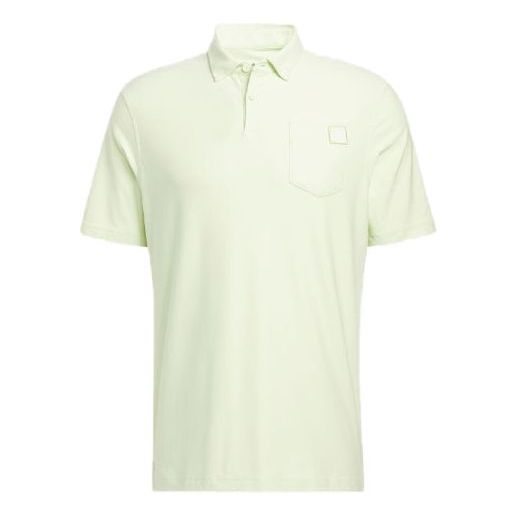 Men's adidas Solid Color Patch Pocket Short Sleeve Green Polo Shirt HA9119
