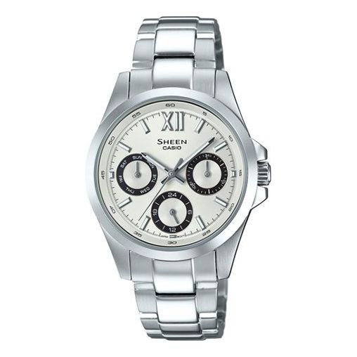 CASIO Waterproof SHEEN Sapphire Crystal Stainless Steel Strap Silver Analog SHE-3512D-7AUPR