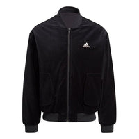 adidas Velvet Bomber M Solid Color Sports Jacket Black H25097