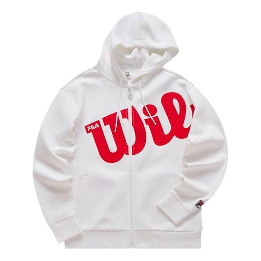 FILA x Wilson Joint Loose-Print Sports Knit Jacket For Men Jade White A11M033502F-WT