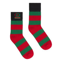 Gucci Logo Joker Striped Stockings For Men 1 Pack Green Red 599438-4GA25-3174