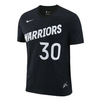 Men's Nike Alphabet Numeric Printing Round Neck Pullover Short Sleeve Golden State Warriors Curry 30 Black T-Shirt DM0407-010
