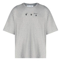 Men's Off-White FW21 Logo Printing Short Sleeve Loose Fit Gray T-Shirt OMAA120F21JER0110810