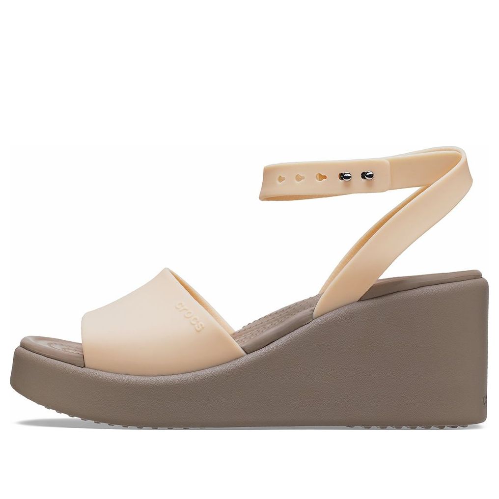 (WMNS) Crocs Brooklyn Ankle Strap Wedge Sandals 'Cream White Brown' 209406-2DS