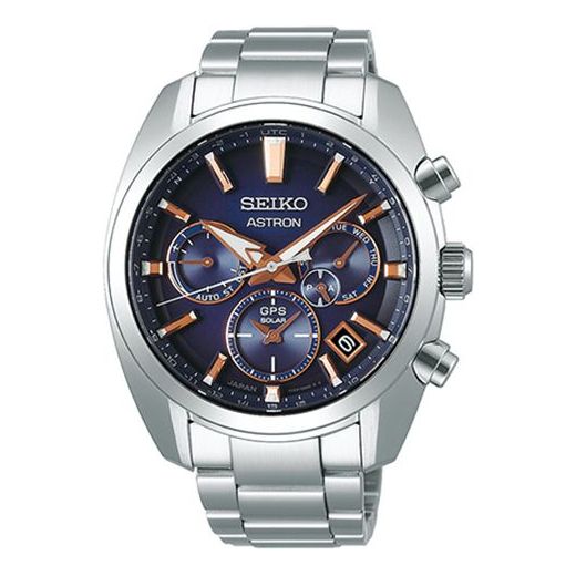 Men's SEIKO Astron GPS Solar Energy Watch Blue Silver SSH049J1