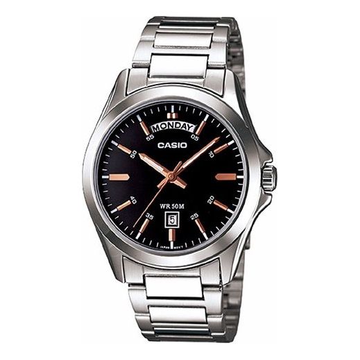 CASIO Waterproof Stainless Steel Strap Quartz Mens Black Analog MTP-1370D-1A2