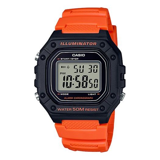 CASIO G Shock Quartz Sports Waterproof Mens OrangeBlack Digital W-218H-4B2