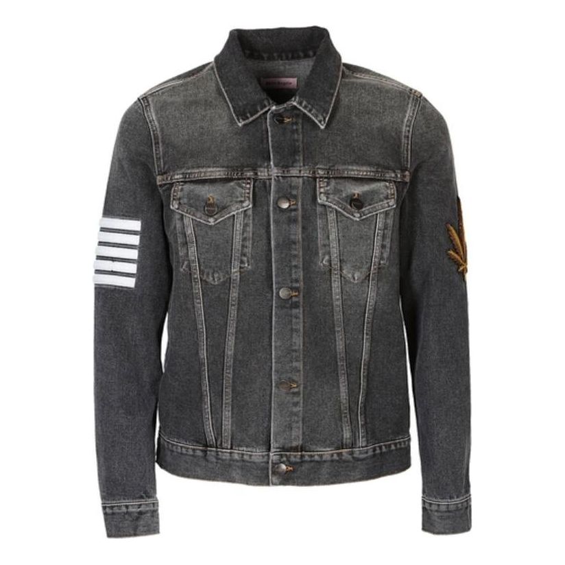 Palm Angels Palm Tree Print Washed Denim Jacket 'Black Wash' PMYE003S182300617601