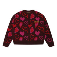 Drew House Scribble Hearts Sweater 'Burgundy' DW-FW22-1223-07