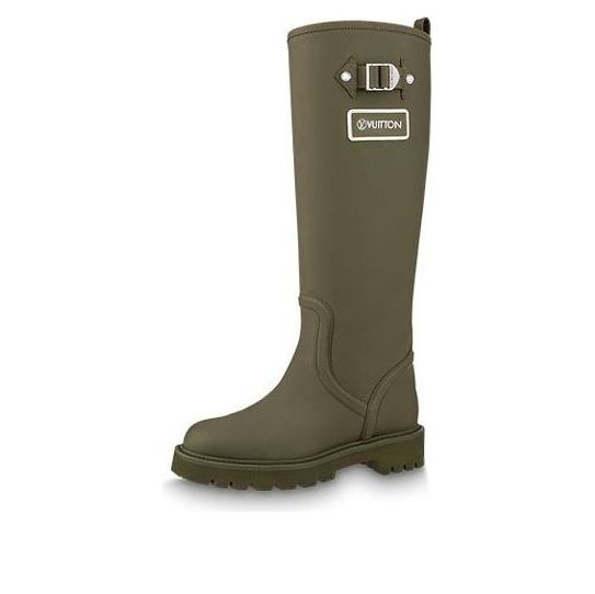 (WMNS) LOUIS VUITTON Territory Flat High Boots 'Olive Green' 1A9H2V