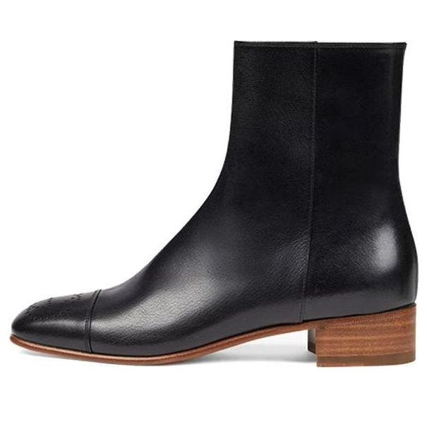 (WMNS) Gucci Goatskin Hills Logo Ankle Boots 'Black' 658949-D3V00-1000