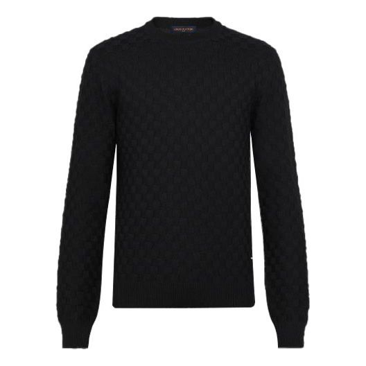 Men's LOUIS VUITTON FW21 Solid Color Casual Round Neck Long Sleeves Knit Black 1A7XCG