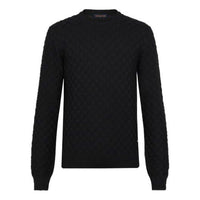 Men's LOUIS VUITTON FW21 Solid Color Casual Round Neck Long Sleeves Knit Black 1A7XCG