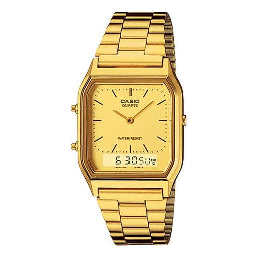 CASIO Waterproof Stainless Steel Strap Mens Gold Analog AQ-230GA-9D