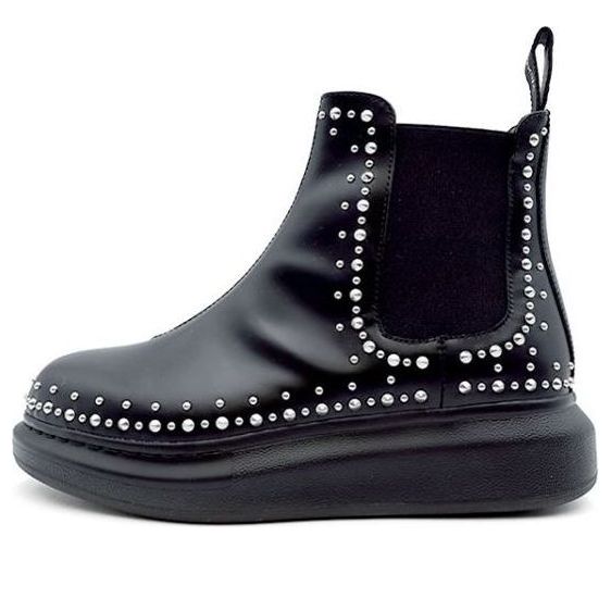 (WMNS) Alexander McQueen Hybrid Chelsea Boots 'Black Studd' 650803WHX571081