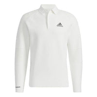 adidas Solid Color Sports Long Sleeves Polo Shirt White HB3584