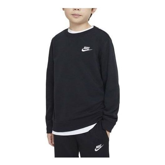 (GS) Nike Sportswear French Terry Crew 'Black White' DA0861-010